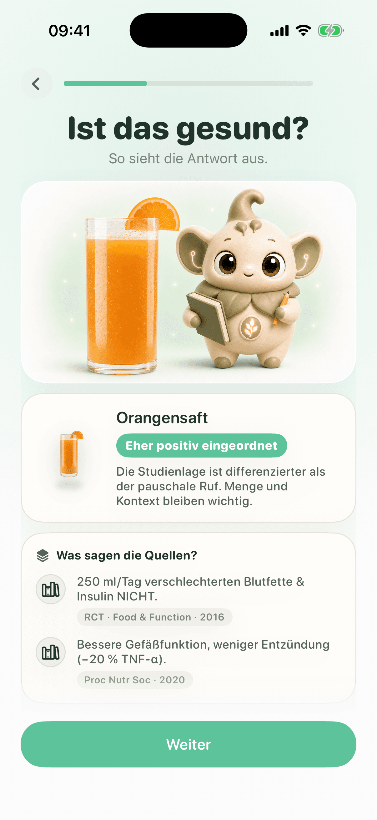 Ist das gesund Antwortkarte mit Einordnung und Quellen