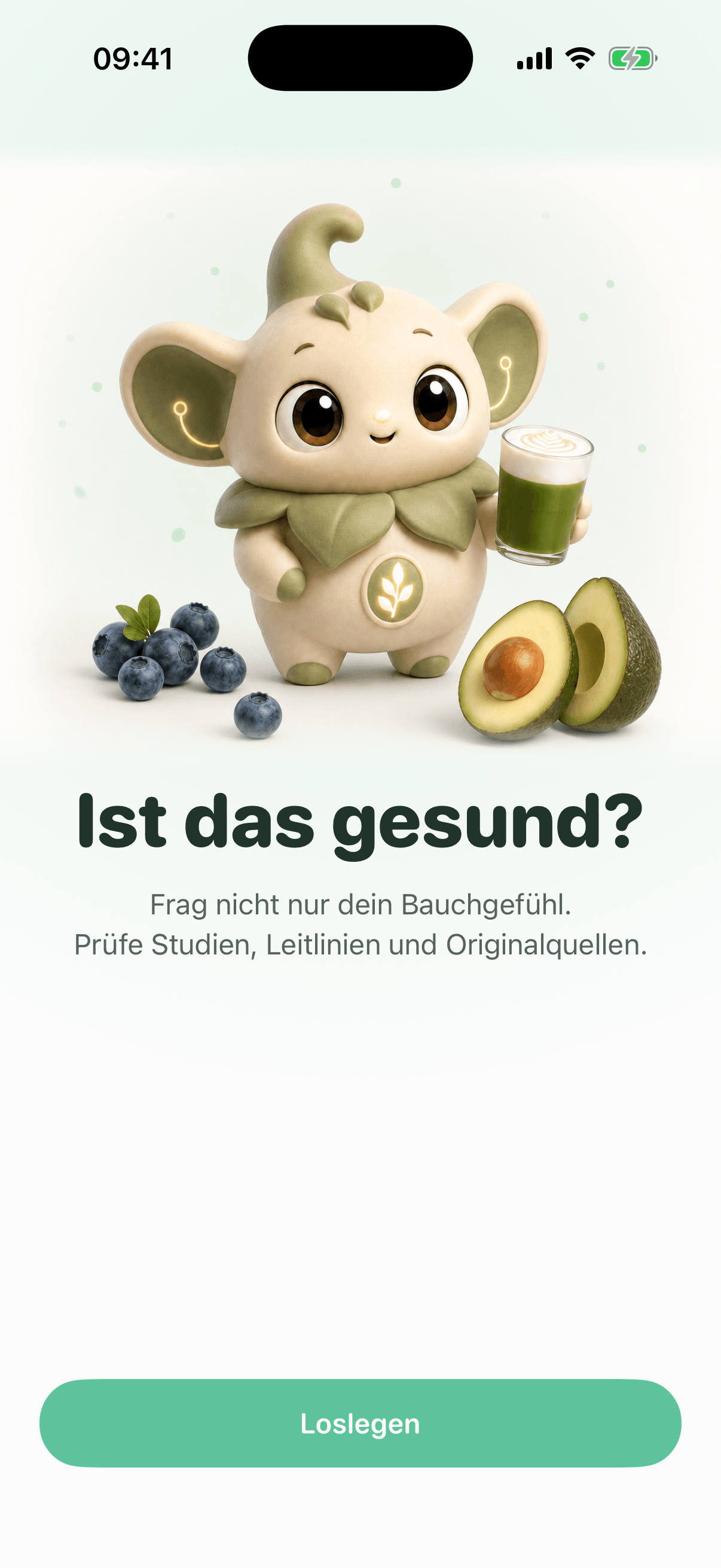 Ist das gesund Startscreen mit Kamera-Einstieg