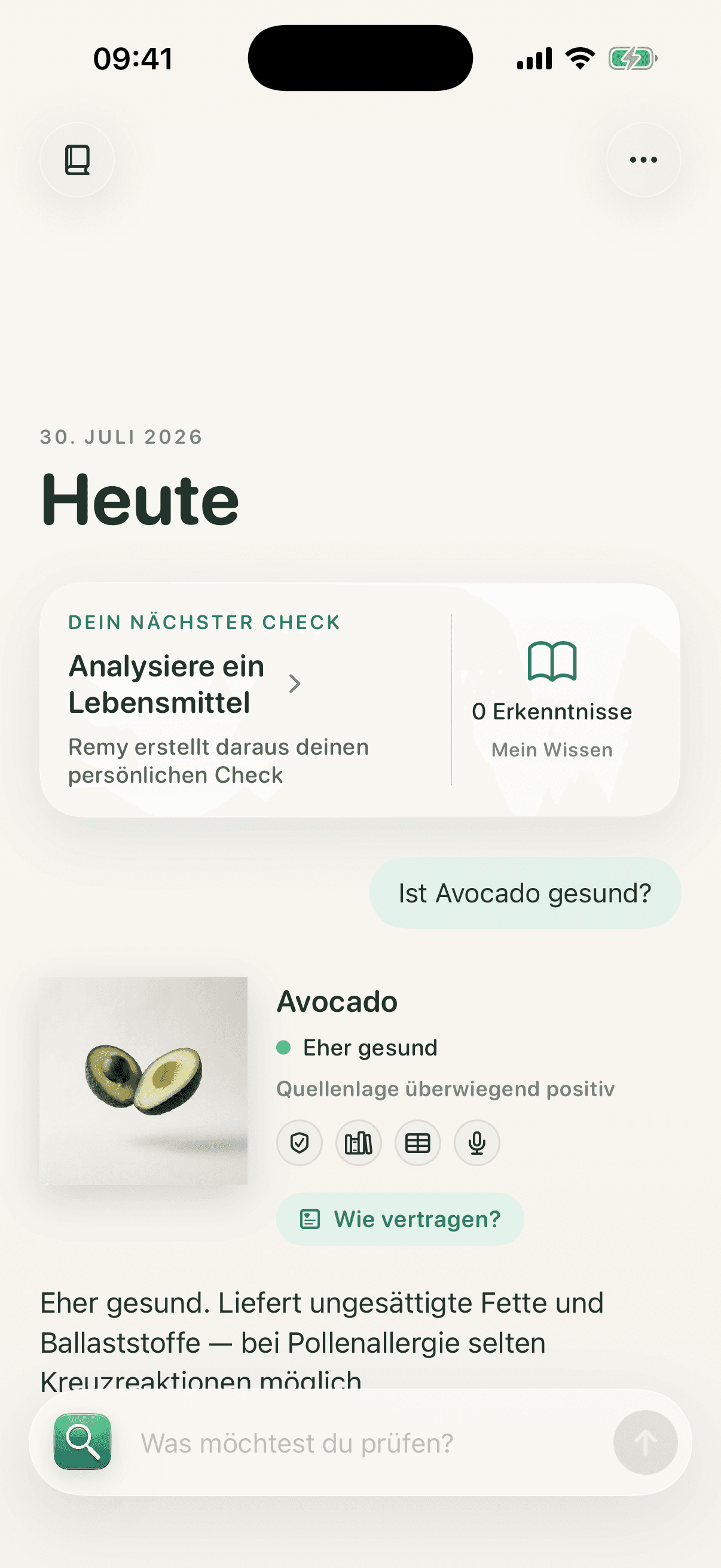 Ist das gesund?: iPhone-App mit Eingabe und Einordnung eines Lebensmittels